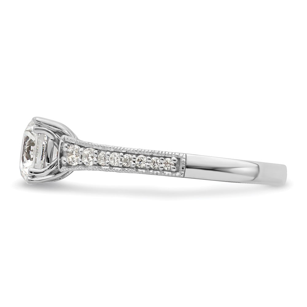 14K Weißgold (holds 1 Karat (6.5mm) Rund Mittig) 1/5 Karat Diamant Halbfassung Verlobungsring