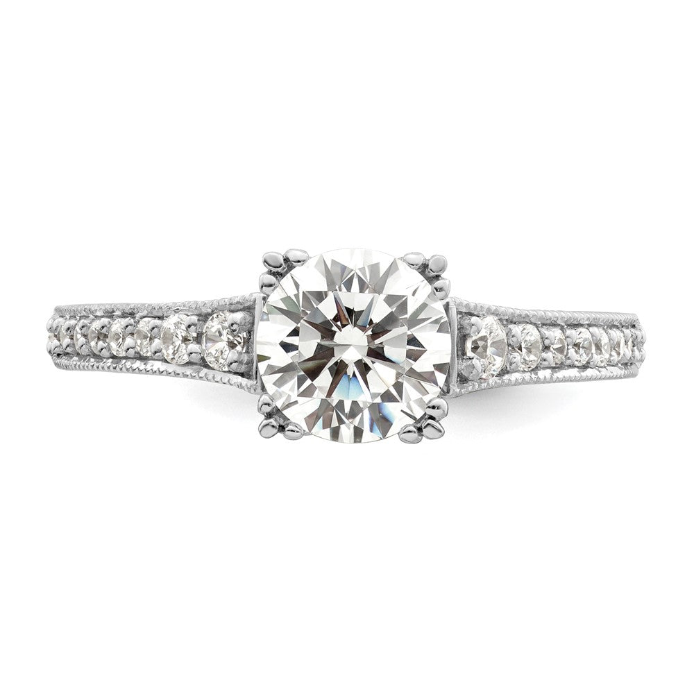 14K Weißgold (holds 1 Karat (6.5mm) Rund Mittig) 1/5 Karat Diamant Halbfassung Verlobungsring