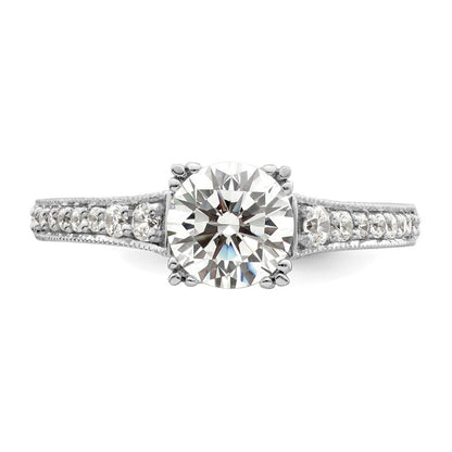 14K Weißgold (holds 1 Karat (6.5mm) Rund Mittig) 1/5 Karat Diamant Halbfassung Verlobungsring