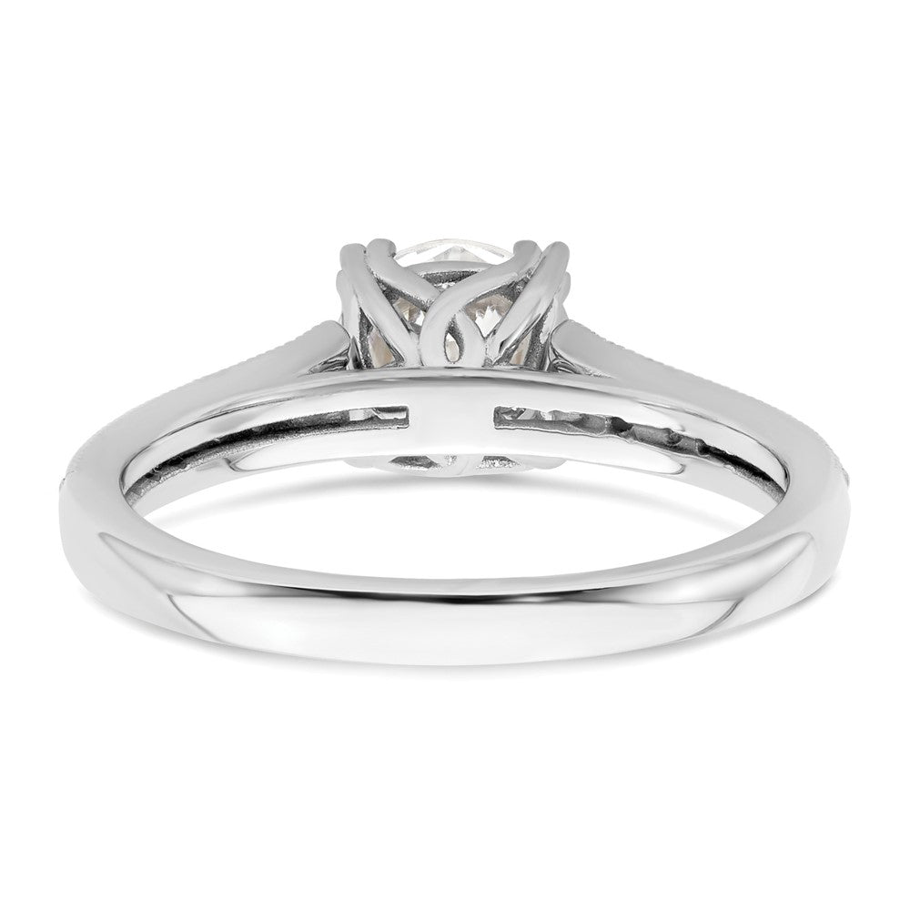 14K Weißgold (holds 1 Karat (6.5mm) Rund Mittig) 1/5 Karat Diamant Halbfassung Verlobungsring