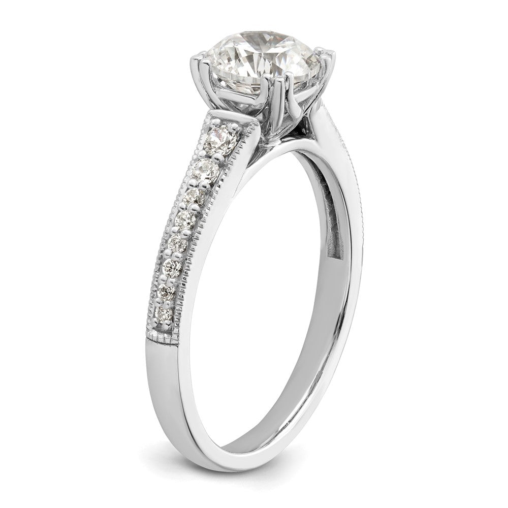 14K Weißgold (holds 1 Karat (6.5mm) Rund Mittig) 1/5 Karat Diamant Halbfassung Verlobungsring