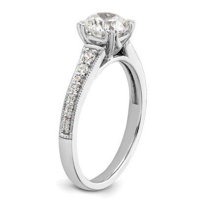 14K Weißgold (holds 1 Karat (6.5mm) Rund Mittig) 1/5 Karat Diamant Halbfassung Verlobungsring