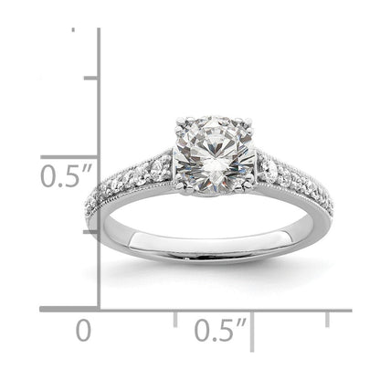 14K Weißgold (holds 1 Karat (6.5mm) Rund Mittig) 1/5 Karat Diamant Halbfassung Verlobungsring