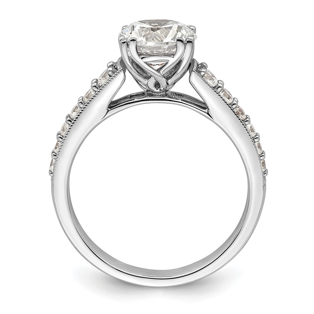 14K Weißgold (holds 1.5 Karat (7.5mm) Rund Mittig) 1/3 Karat Diamant Halbfassung Verlobungsring