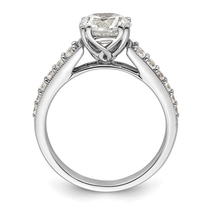14K Weißgold (holds 1.5 Karat (7.5mm) Rund Mittig) 1/3 Karat Diamant Halbfassung Verlobungsring