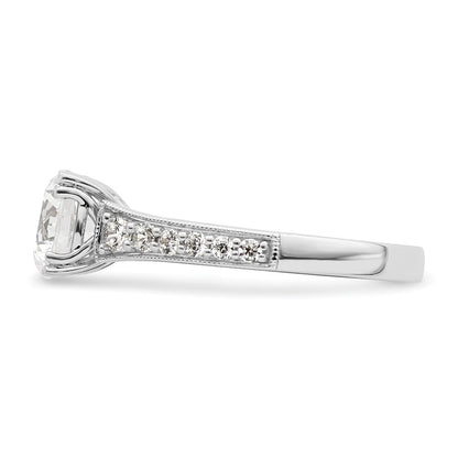 14K Weißgold (holds 1.5 Karat (7.5mm) Rund Mittig) 1/3 Karat Diamant Halbfassung Verlobungsring
