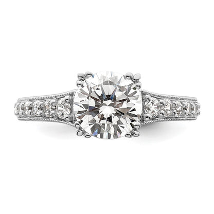 14K Weißgold (holds 1.5 Karat (7.5mm) Rund Mittig) 1/3 Karat Diamant Halbfassung Verlobungsring