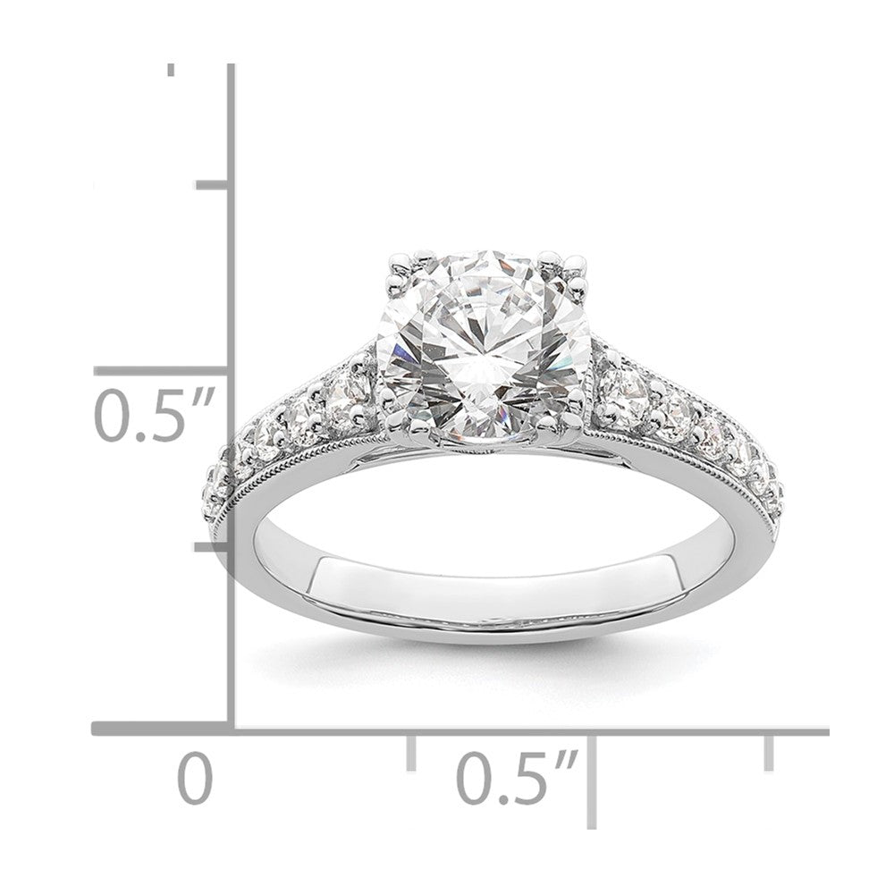 14K Weißgold (holds 1.5 Karat (7.5mm) Rund Mittig) 1/3 Karat Diamant Halbfassung Verlobungsring