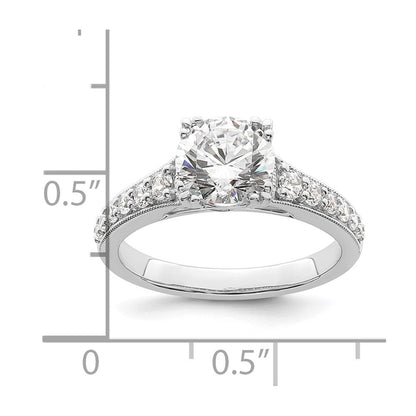 14K Weißgold (holds 1.5 Karat (7.5mm) Rund Mittig) 1/3 Karat Diamant Halbfassung Verlobungsring