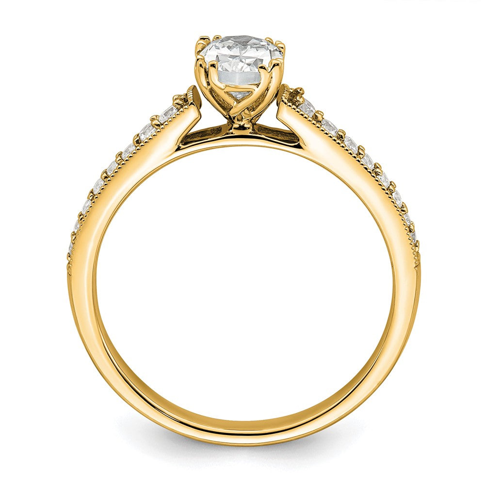 14K Gelbgold Poliert 1/2ct Oval Halbfassung Verlobung Diamant Ring