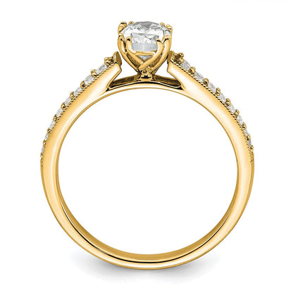 14K Gelbgold Poliert 1/2ct Oval Halbfassung Verlobung Diamant Ring