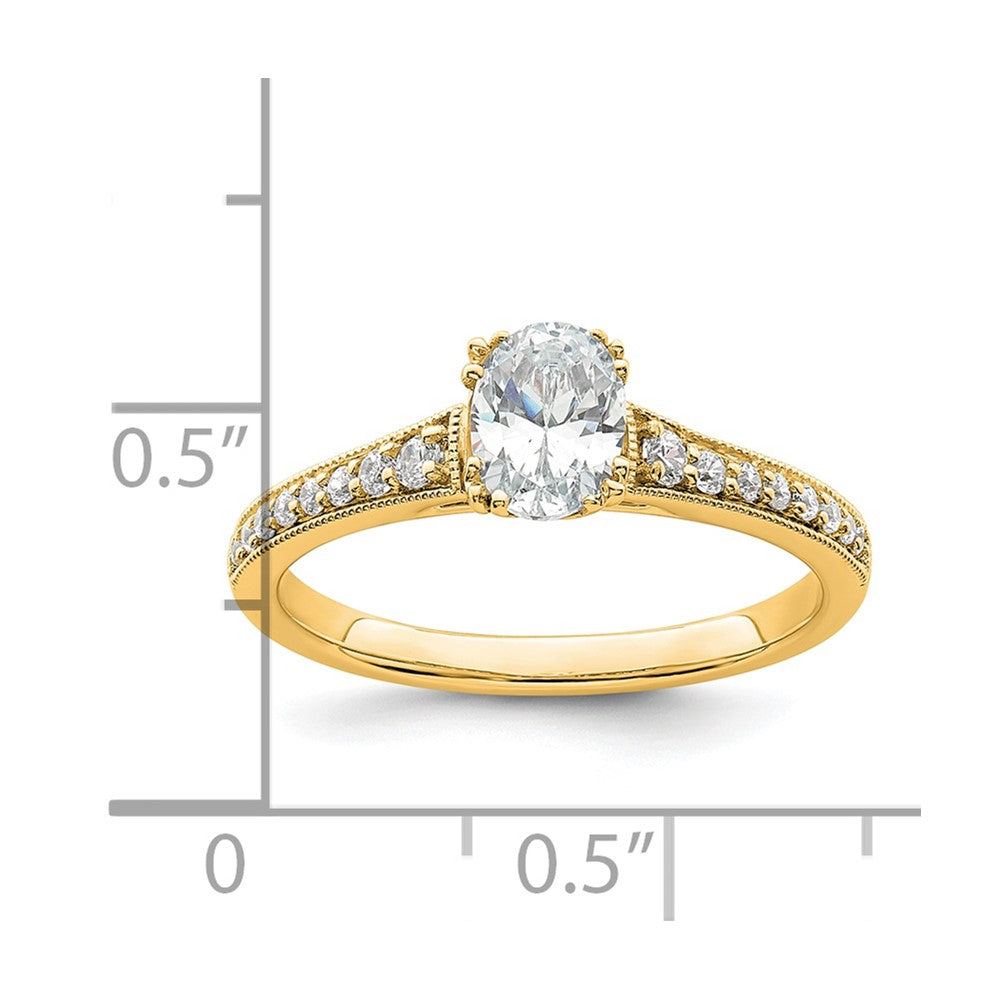 14K Gelbgold Poliert 1/2ct Oval Halbfassung Verlobung Diamant Ring