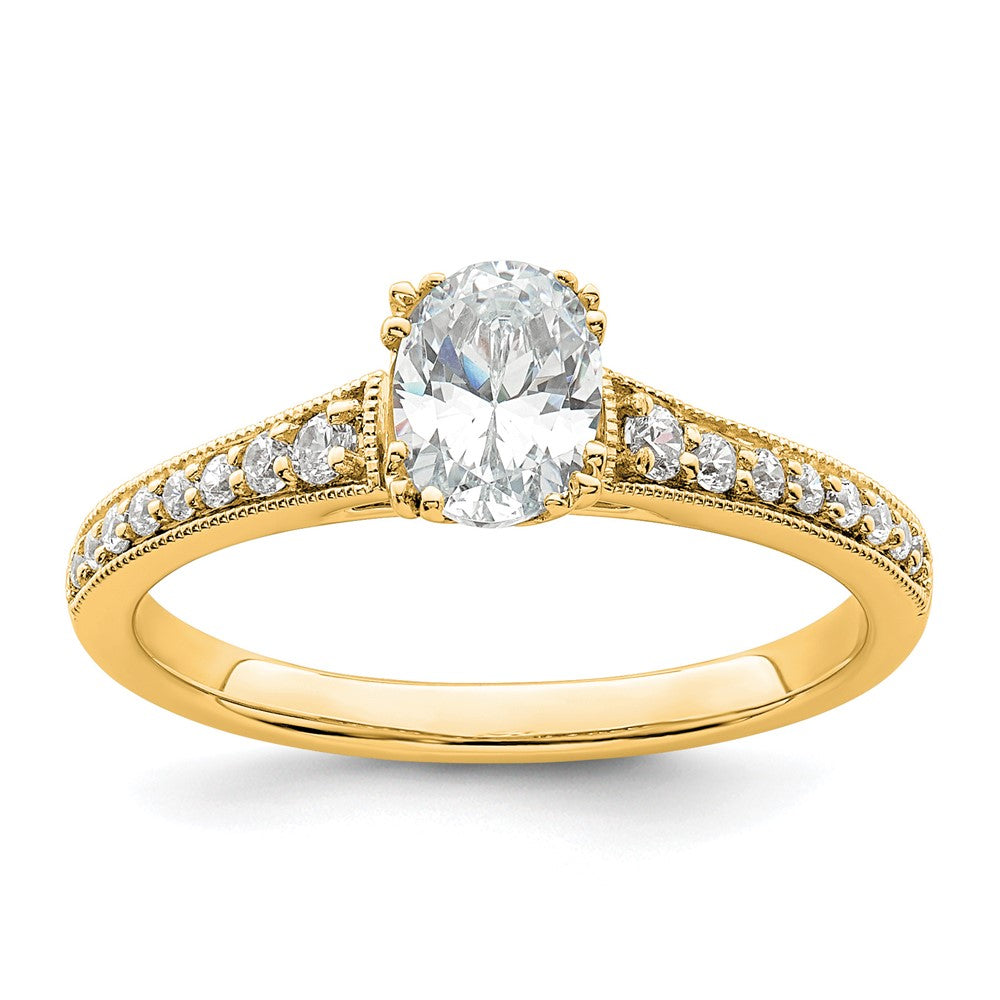14K Gelbgold Poliert 1/2ct Oval Halbfassung Verlobung Diamant Ring
