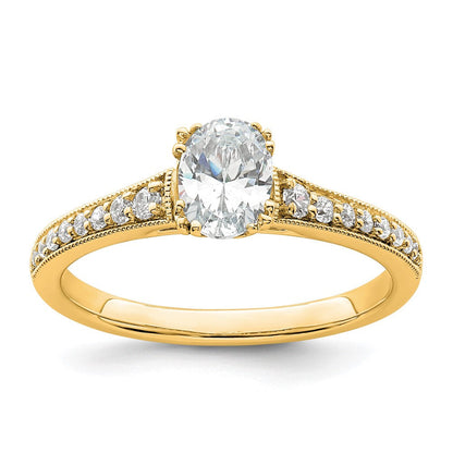 14K Gelbgold Poliert 1/2ct Oval Halbfassung Verlobung Diamant Ring