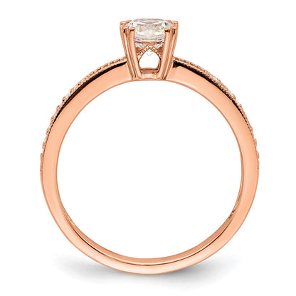 14K Roségold (holds 1/2 Karat (5.2mm) Rund Mittig) 1/15 Diamant Halbfassung Verlobungsring