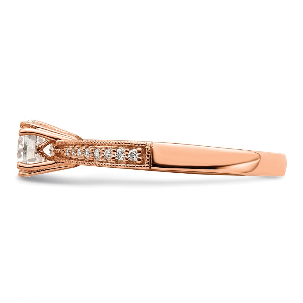 14K Roségold (holds 1/2 Karat (5.2mm) Rund Mittig) 1/15 Diamant Halbfassung Verlobungsring
