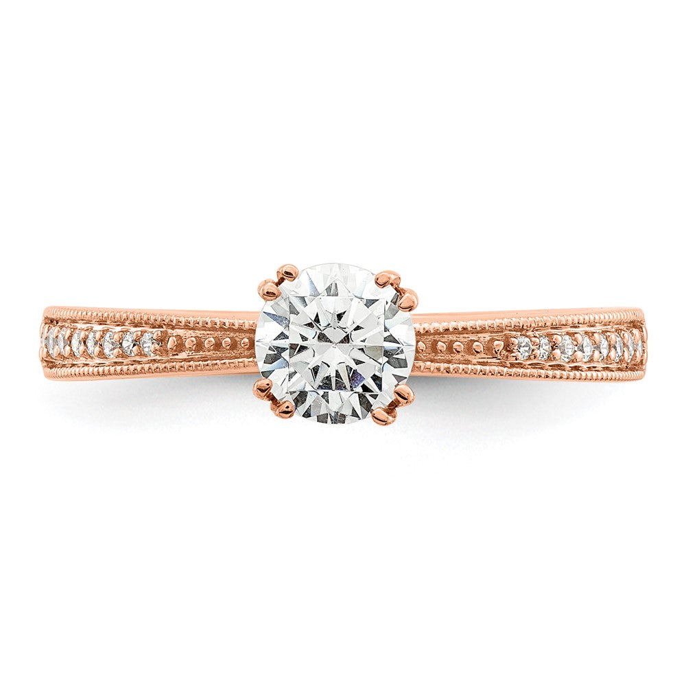 14K Roségold (holds 1/2 Karat (5.2mm) Rund Mittig) 1/15 Diamant Halbfassung Verlobungsring