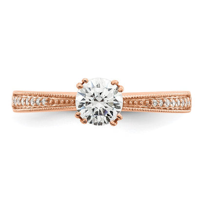 14K Roségold (holds 1/2 Karat (5.2mm) Rund Mittig) 1/15 Diamant Halbfassung Verlobungsring