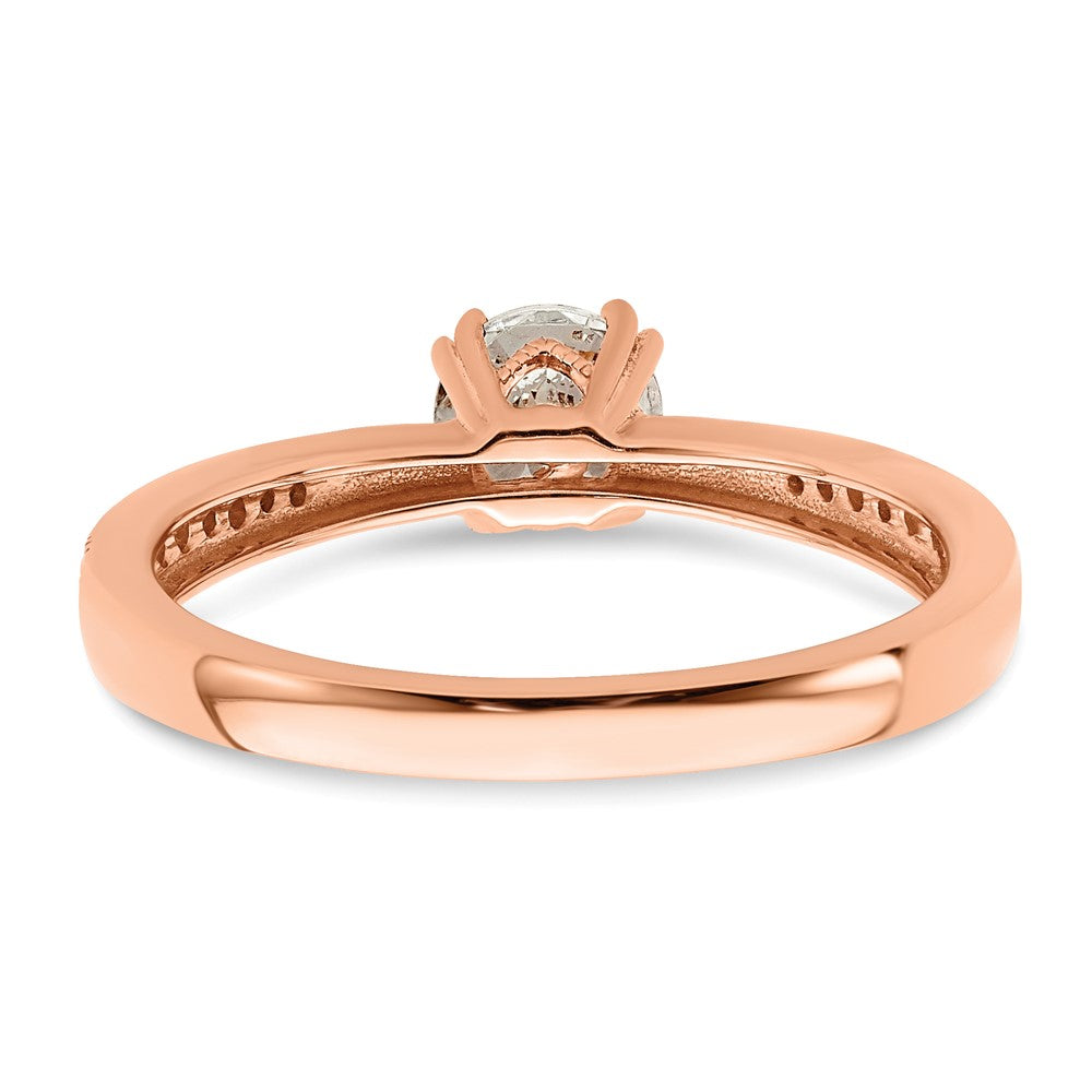 14K Roségold (holds 1/2 Karat (5.2mm) Rund Mittig) 1/15 Diamant Halbfassung Verlobungsring