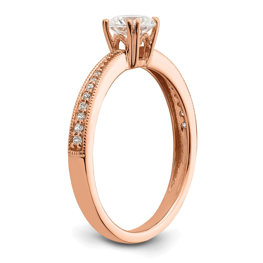 14K Roségold (holds 1/2 Karat (5.2mm) Rund Mittig) 1/15 Diamant Halbfassung Verlobungsring