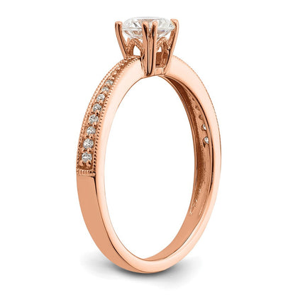 14K Roségold (holds 1/2 Karat (5.2mm) Rund Mittig) 1/15 Diamant Halbfassung Verlobungsring