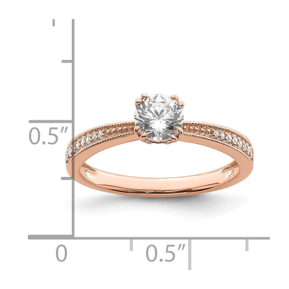 14K Roségold (holds 1/2 Karat (5.2mm) Rund Mittig) 1/15 Diamant Halbfassung Verlobungsring