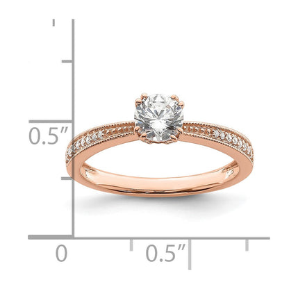 14K Roségold (holds 1/2 Karat (5.2mm) Rund Mittig) 1/15 Diamant Halbfassung Verlobungsring
