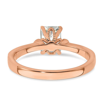 14K Roségold (holds 1 Karat (6.9x5.2mm) Smaragdschliff Mittig) 1/15 Diamant Halbfassung Verlobungsring