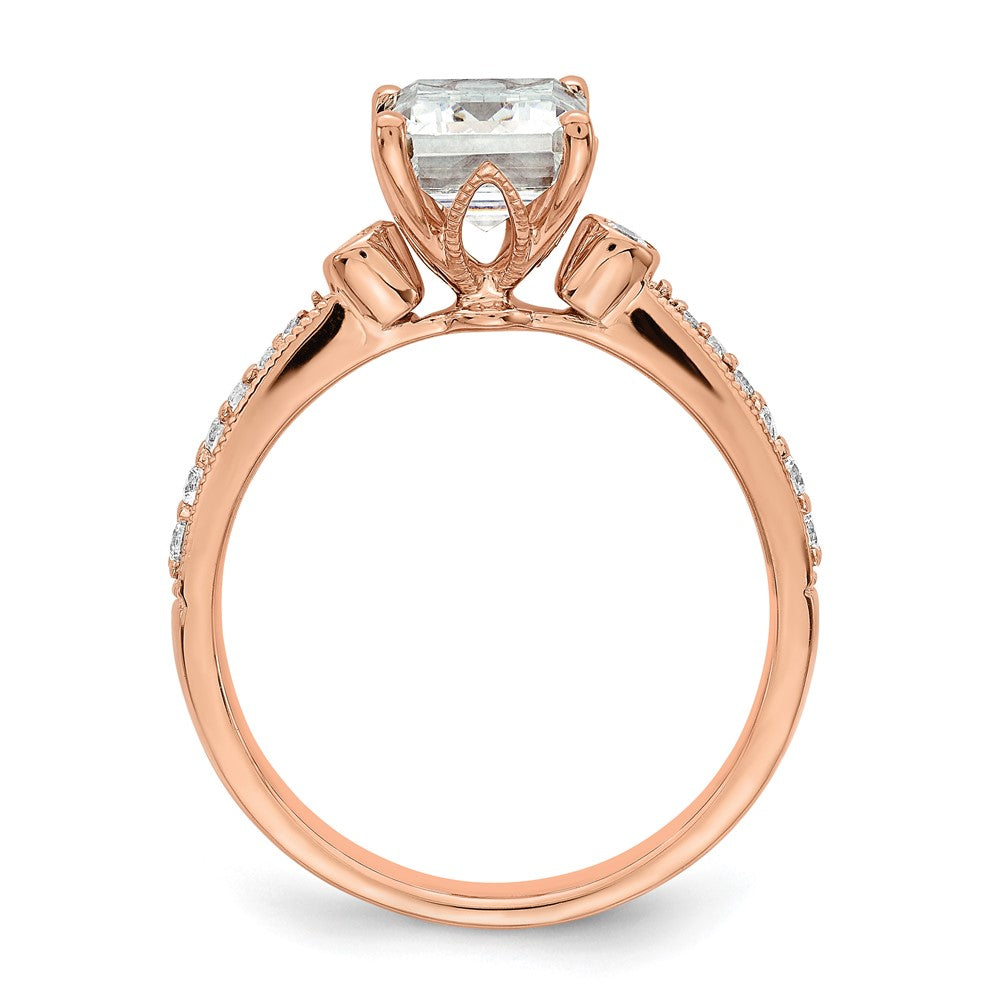 14K Roségold (holds 2 Karat (8.7x6.4mm) Smaragd-cut Mittig) 1/5 Karat Diamant Halbfassung Verlobungsring