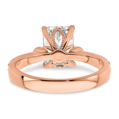 14K Roségold (holds 2 Karat (8.7x6.4mm) Smaragd-cut Mittig) 1/5 Karat Diamant Halbfassung Verlobungsring