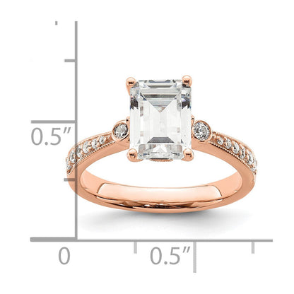 14K Roségold (holds 2 Karat (8.7x6.4mm) Smaragd-cut Mittig) 1/5 Karat Diamant Halbfassung Verlobungsring