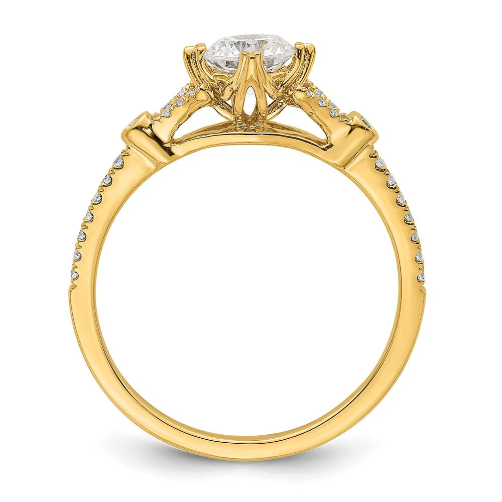 14K Gelbgold (holds 1/2 Karat (5.2mm) Rund Mittig) 1/8 Diamant Halbfassung Verlobungsring