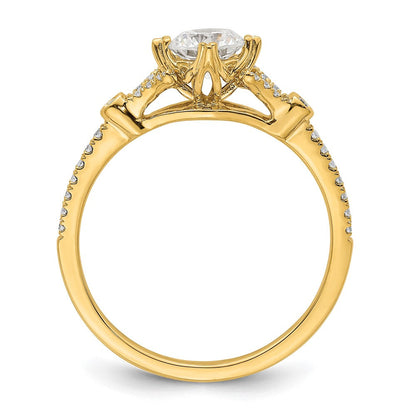 14K Gelbgold (holds 1/2 Karat (5.2mm) Rund Mittig) 1/8 Diamant Halbfassung Verlobungsring