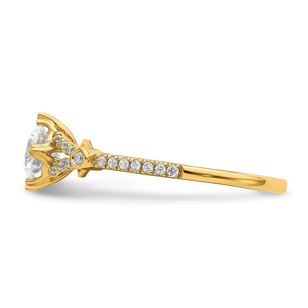 14K Gelbgold (holds 1/2 Karat (5.2mm) Rund Mittig) 1/8 Diamant Halbfassung Verlobungsring