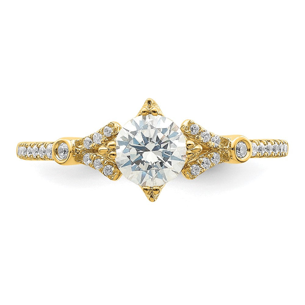 14K Gelbgold (holds 1/2 Karat (5.2mm) Rund Mittig) 1/8 Diamant Halbfassung Verlobungsring