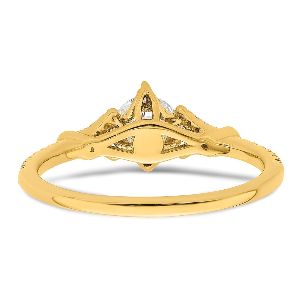 14K Gelbgold (holds 1/2 Karat (5.2mm) Rund Mittig) 1/8 Diamant Halbfassung Verlobungsring