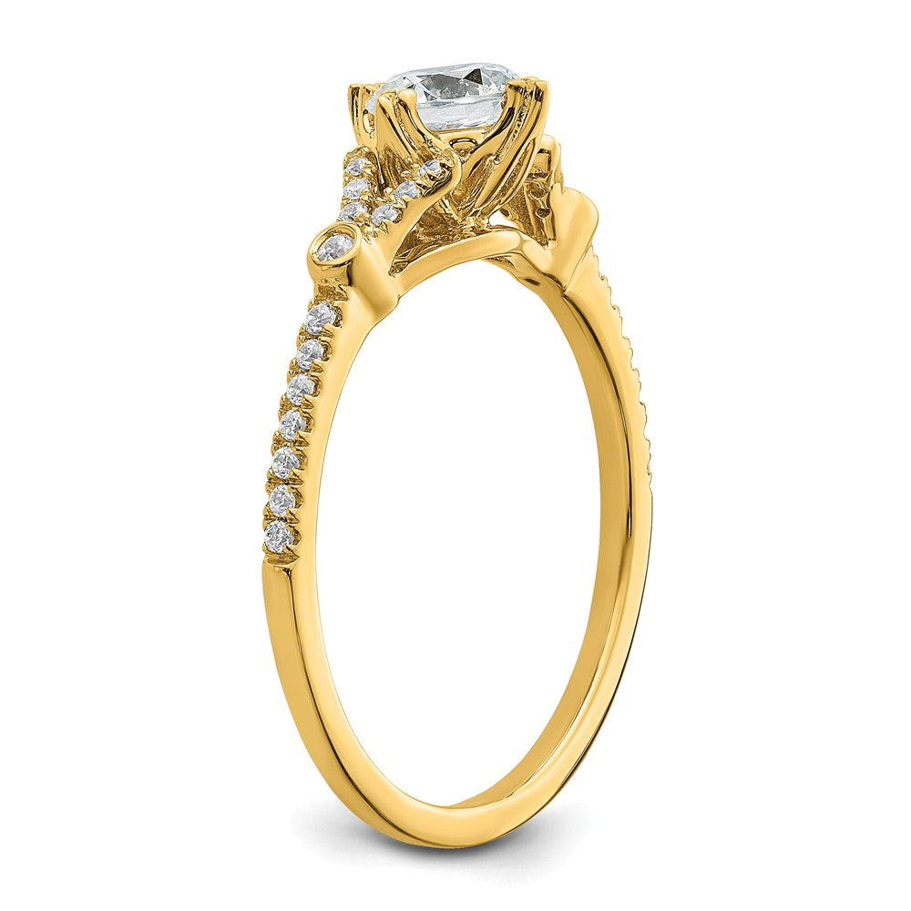 14K Gelbgold (holds 1/2 Karat (5.2mm) Rund Mittig) 1/8 Diamant Halbfassung Verlobungsring