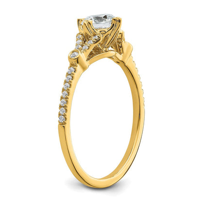14K Gelbgold (holds 1/2 Karat (5.2mm) Rund Mittig) 1/8 Diamant Halbfassung Verlobungsring