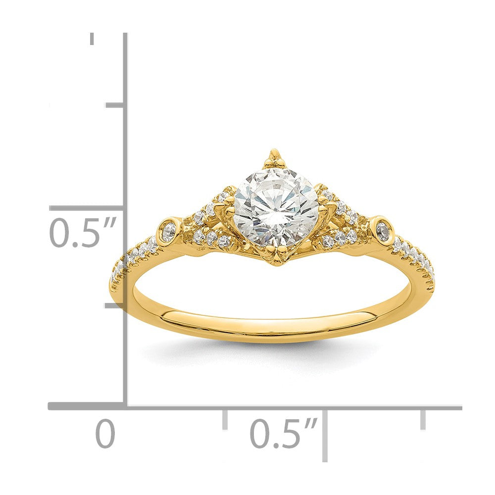 14K Gelbgold (holds 1/2 Karat (5.2mm) Rund Mittig) 1/8 Diamant Halbfassung Verlobungsring