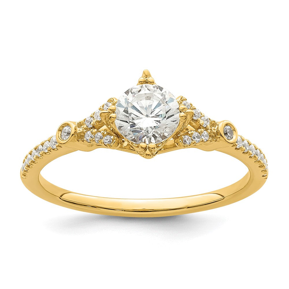 14K Gelbgold (holds 1/2 Karat (5.2mm) Rund Mittig) 1/8 Diamant Halbfassung Verlobungsring