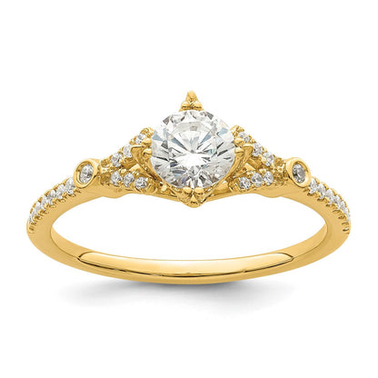 14K Gelbgold (holds 1/2 Karat (5.2mm) Rund Mittig) 1/8 Diamant Halbfassung Verlobungsring