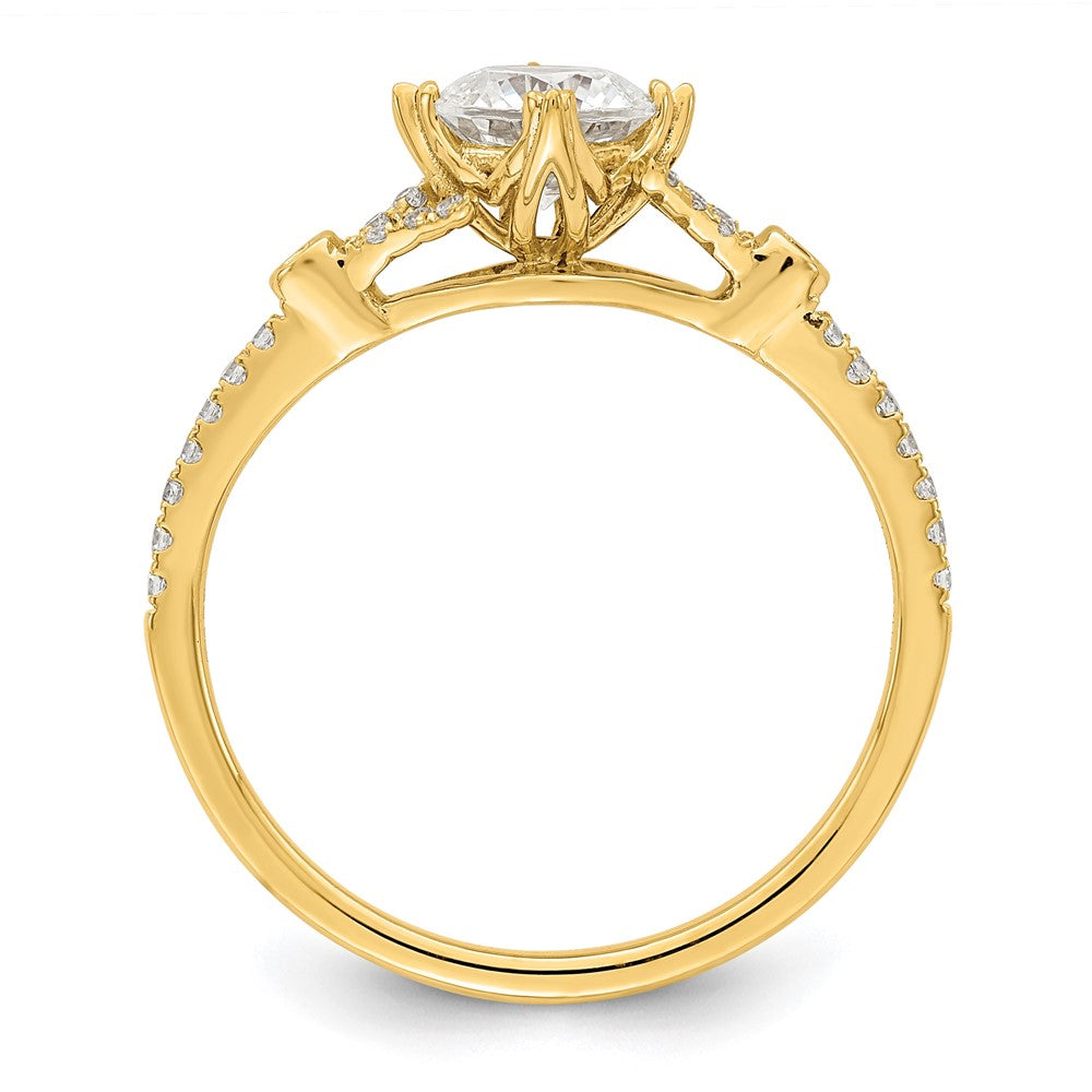 14K Gelbgold (holds 3/4 Karat (5.8mm) Rund Mittig) 1/8 Karat Diamant Halbfassung Verlobungsring
