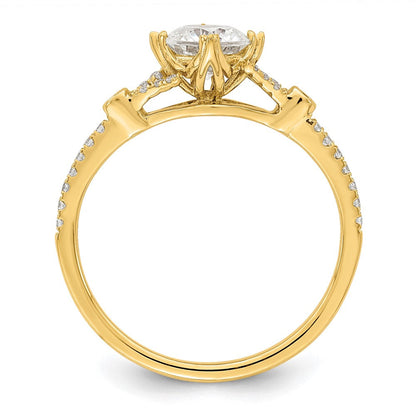 14K Gelbgold (holds 3/4 Karat (5.8mm) Rund Mittig) 1/8 Karat Diamant Halbfassung Verlobungsring