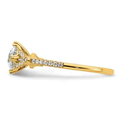 14K Gelbgold (holds 3/4 Karat (5.8mm) Rund Mittig) 1/8 Karat Diamant Halbfassung Verlobungsring