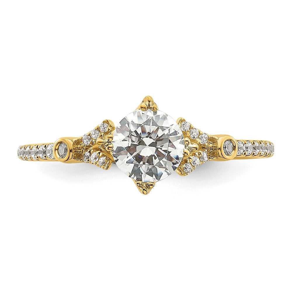 14K Gelbgold (holds 3/4 Karat (5.8mm) Rund Mittig) 1/8 Karat Diamant Halbfassung Verlobungsring