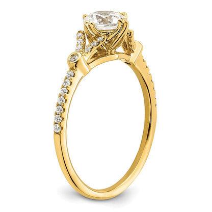 14K Gelbgold (holds 3/4 Karat (5.8mm) Rund Mittig) 1/8 Karat Diamant Halbfassung Verlobungsring