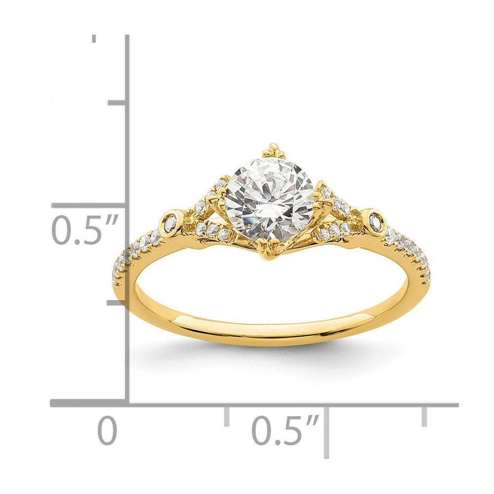 14K Gelbgold (holds 3/4 Karat (5.8mm) Rund Mittig) 1/8 Karat Diamant Halbfassung Verlobungsring