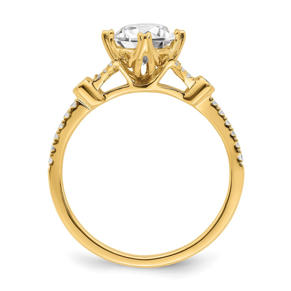 14K Gelbgold (holds 1 Karat (6.5mm) Rund Mittig) 1/8 Karat Diamant Halbfassung Verlobungsring