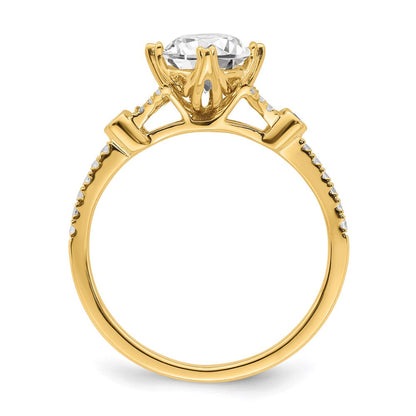 14K Gelbgold (holds 1 Karat (6.5mm) Rund Mittig) 1/8 Karat Diamant Halbfassung Verlobungsring