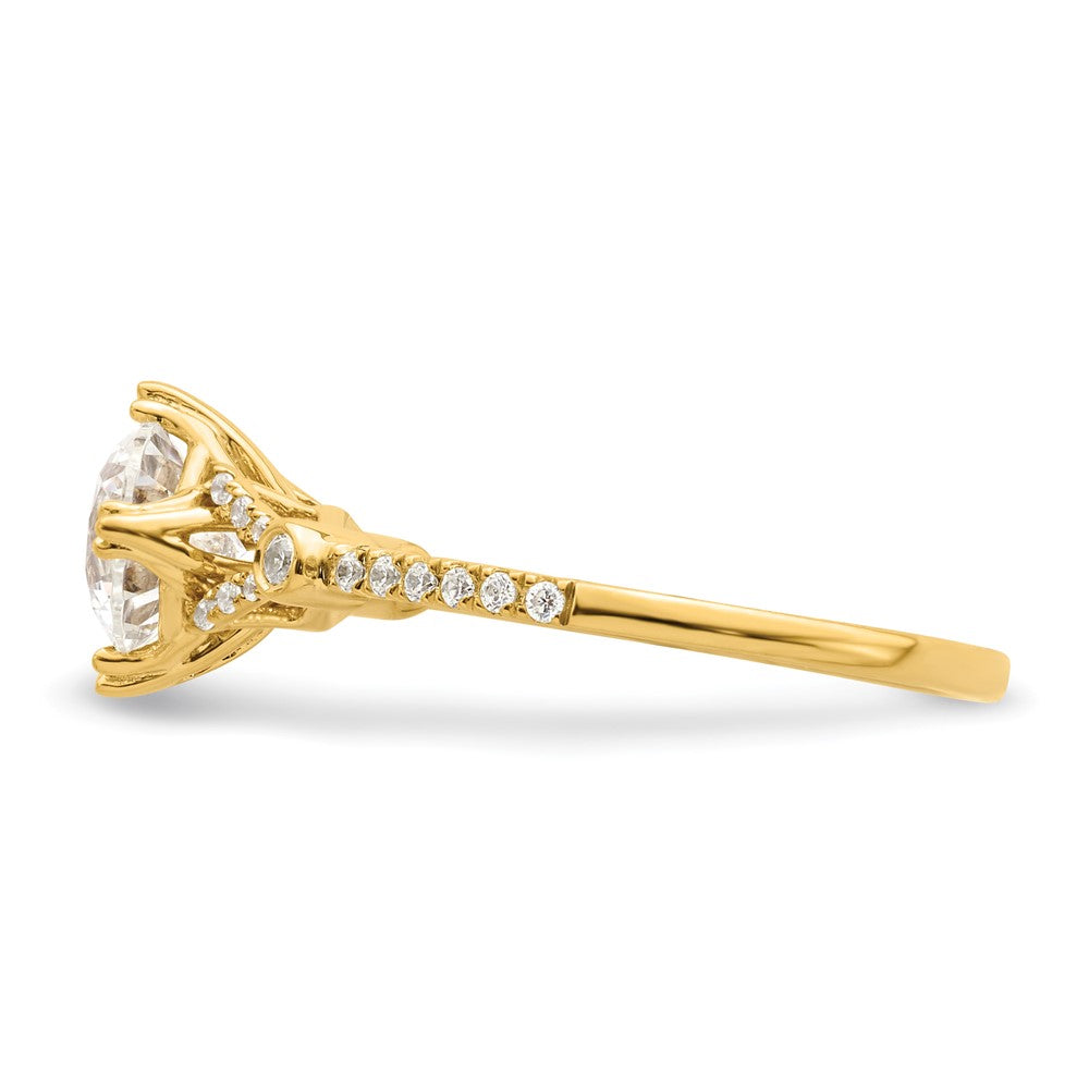 14K Gelbgold (holds 1 Karat (6.5mm) Rund Mittig) 1/8 Karat Diamant Halbfassung Verlobungsring